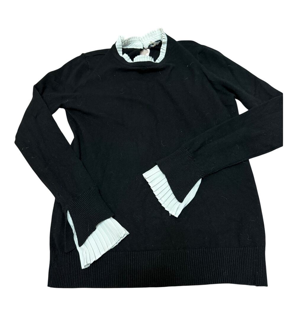 Vila Milano Wool Blend Sweater - Black/White - Size Medium